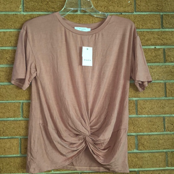 🎀ELODIE🎀FRONT KNOT DRAPE SHORT SLEEVE TEE🎀 - Picture 6 of 14